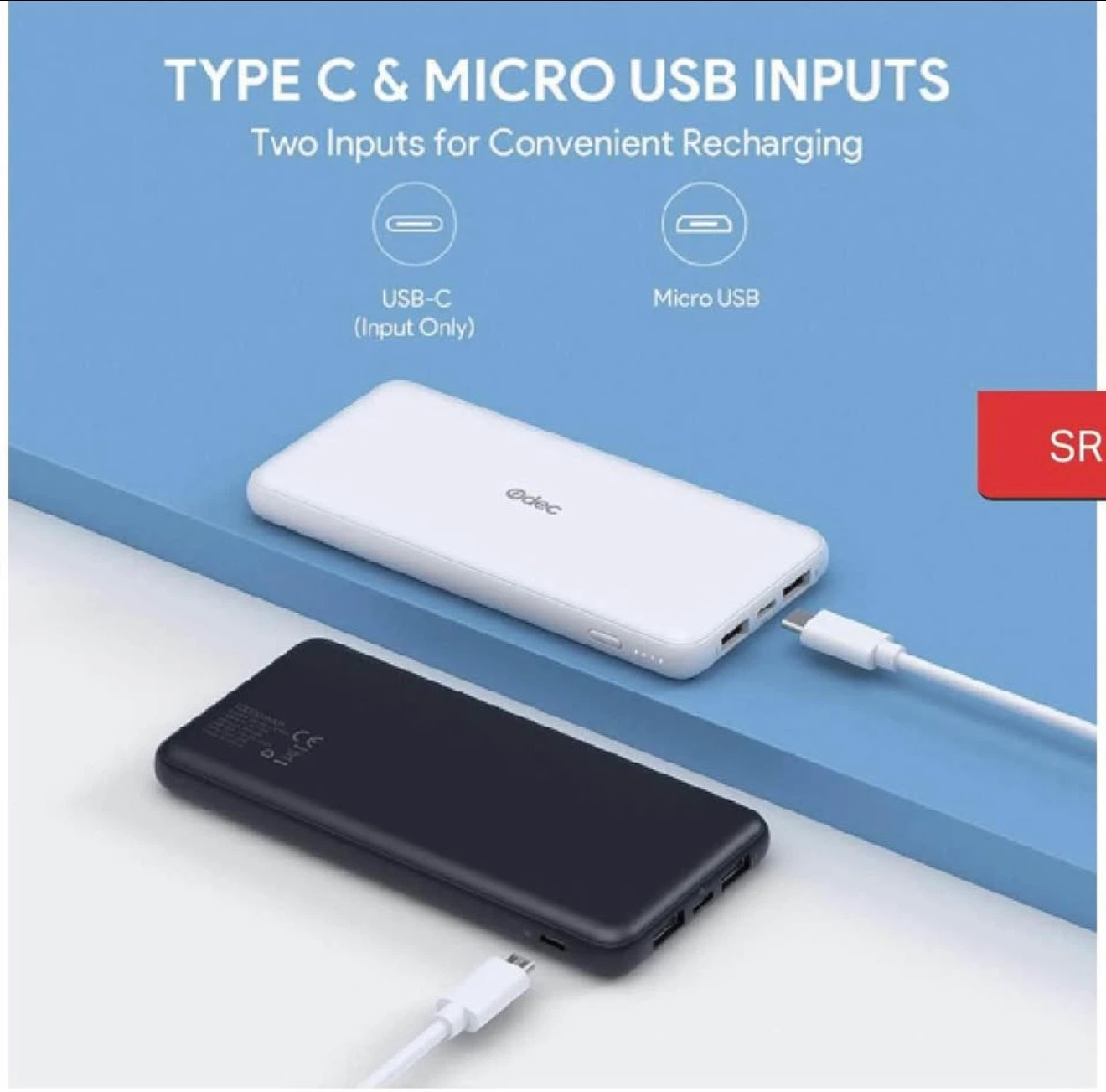 2-Pack 10000mAh Power Bank – Red & Blue Portable Charger - photo 5