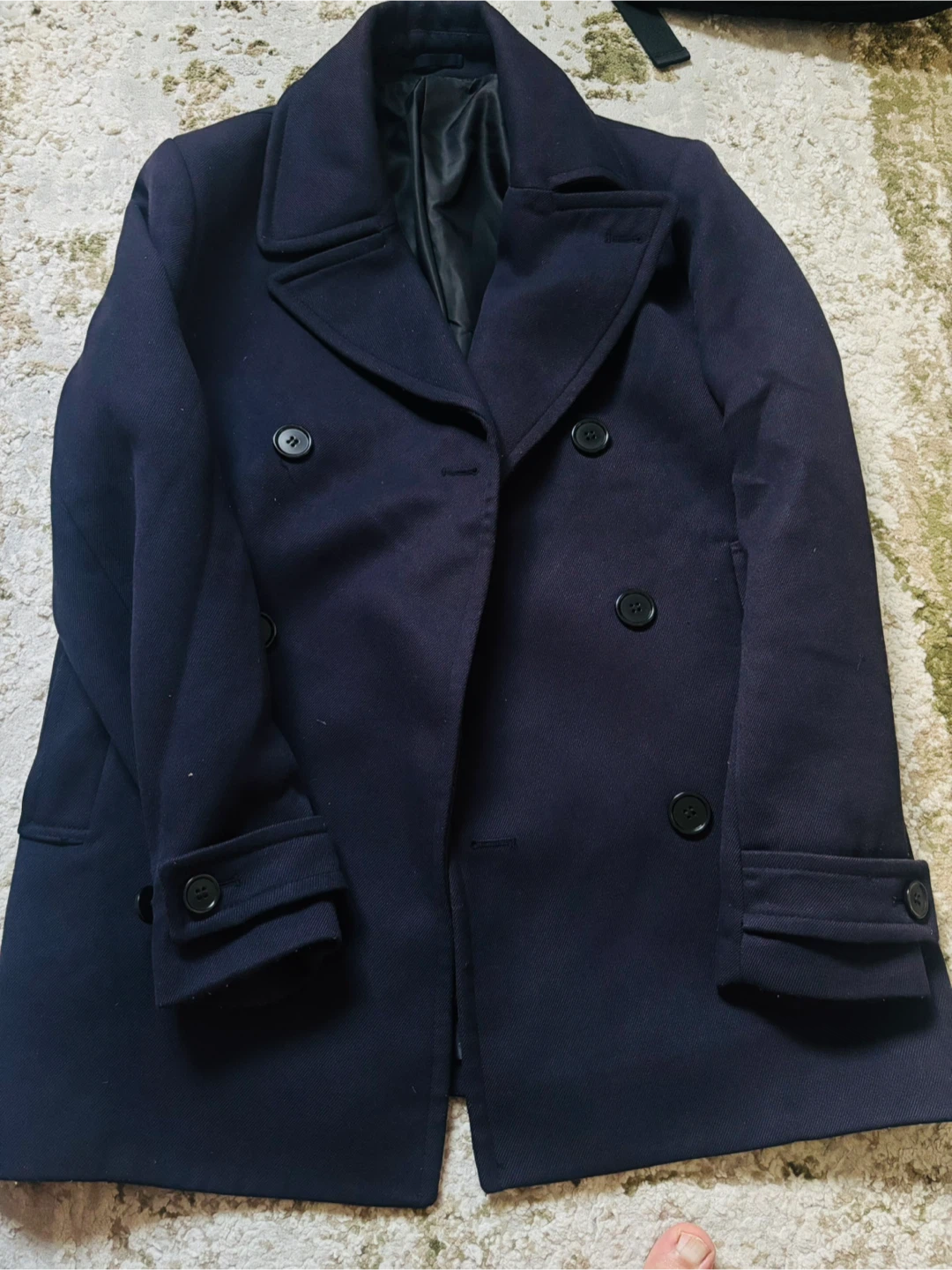 Navy Double-Breasted Peacoat, Size Medium