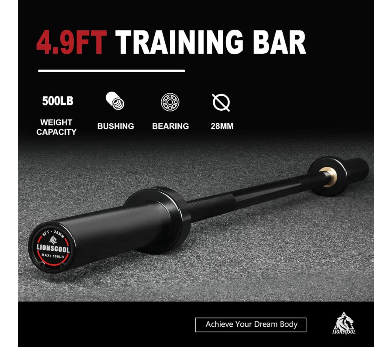 LIONSCOOL 4.9ft Olympic Training Bar - photo 2