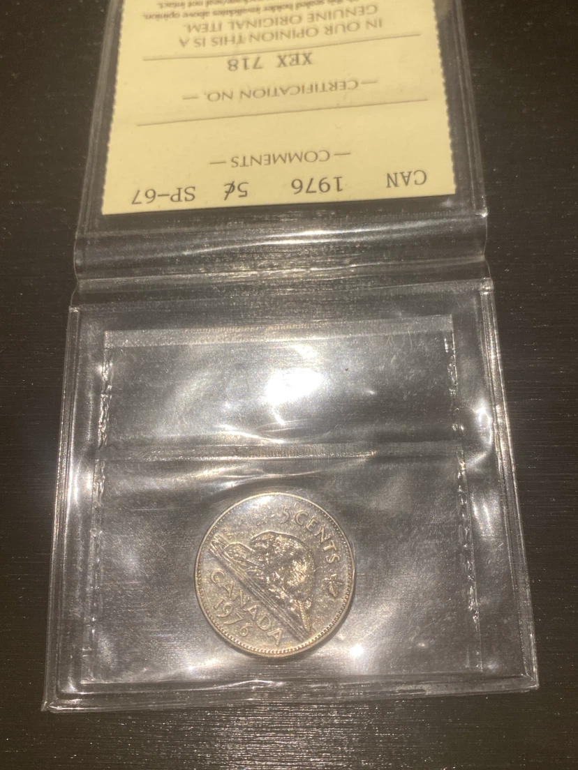 1976 Canadian 5 Cent Coin ICCS SP-67 - photo 5