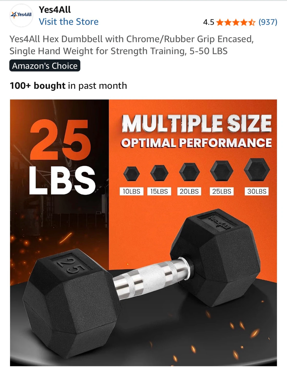 Yes4All 25 LBS Hex Dumbbell - photo 3