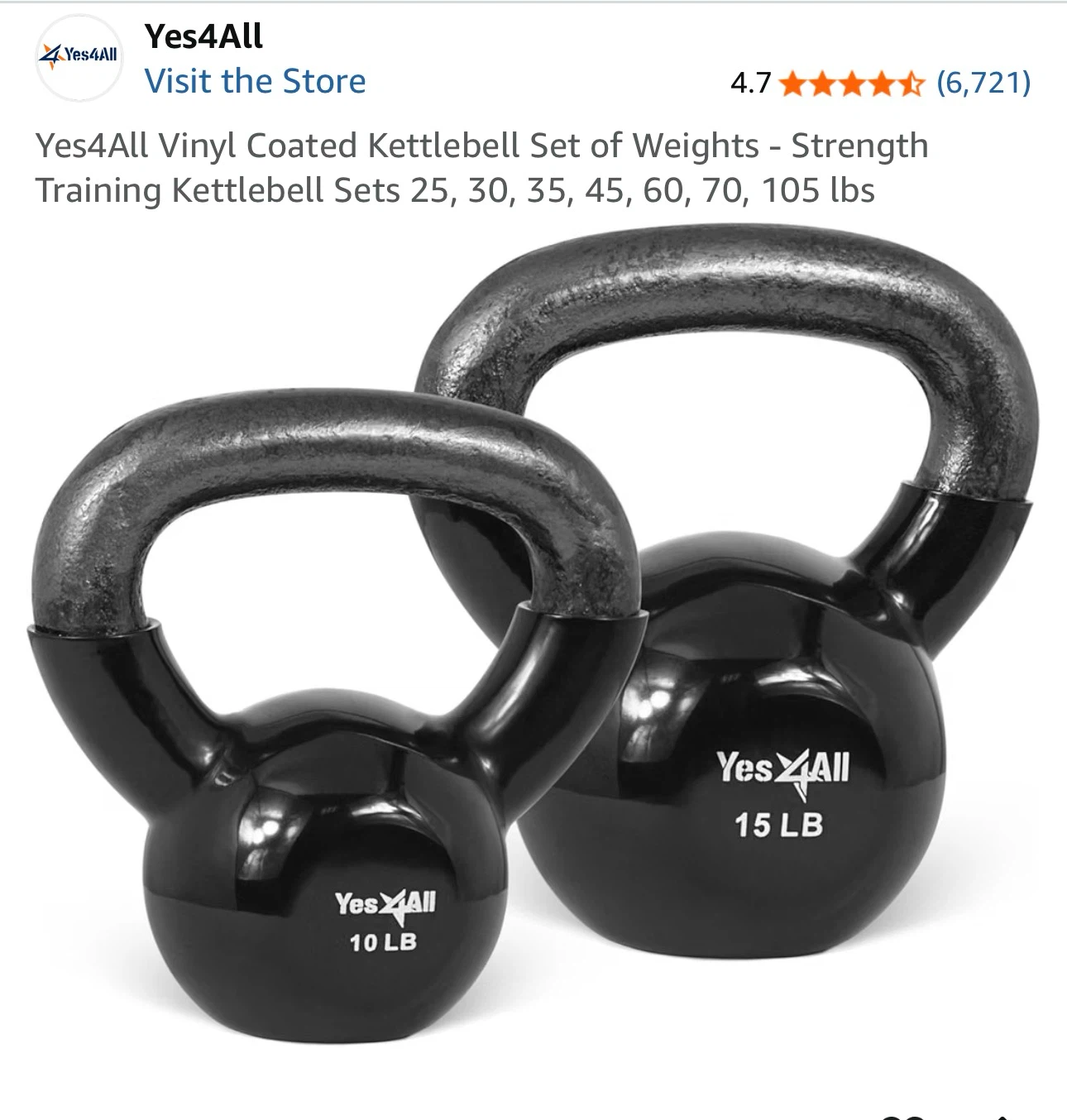 Yes4All Kettlebell Set (10 lb and 15 lb)