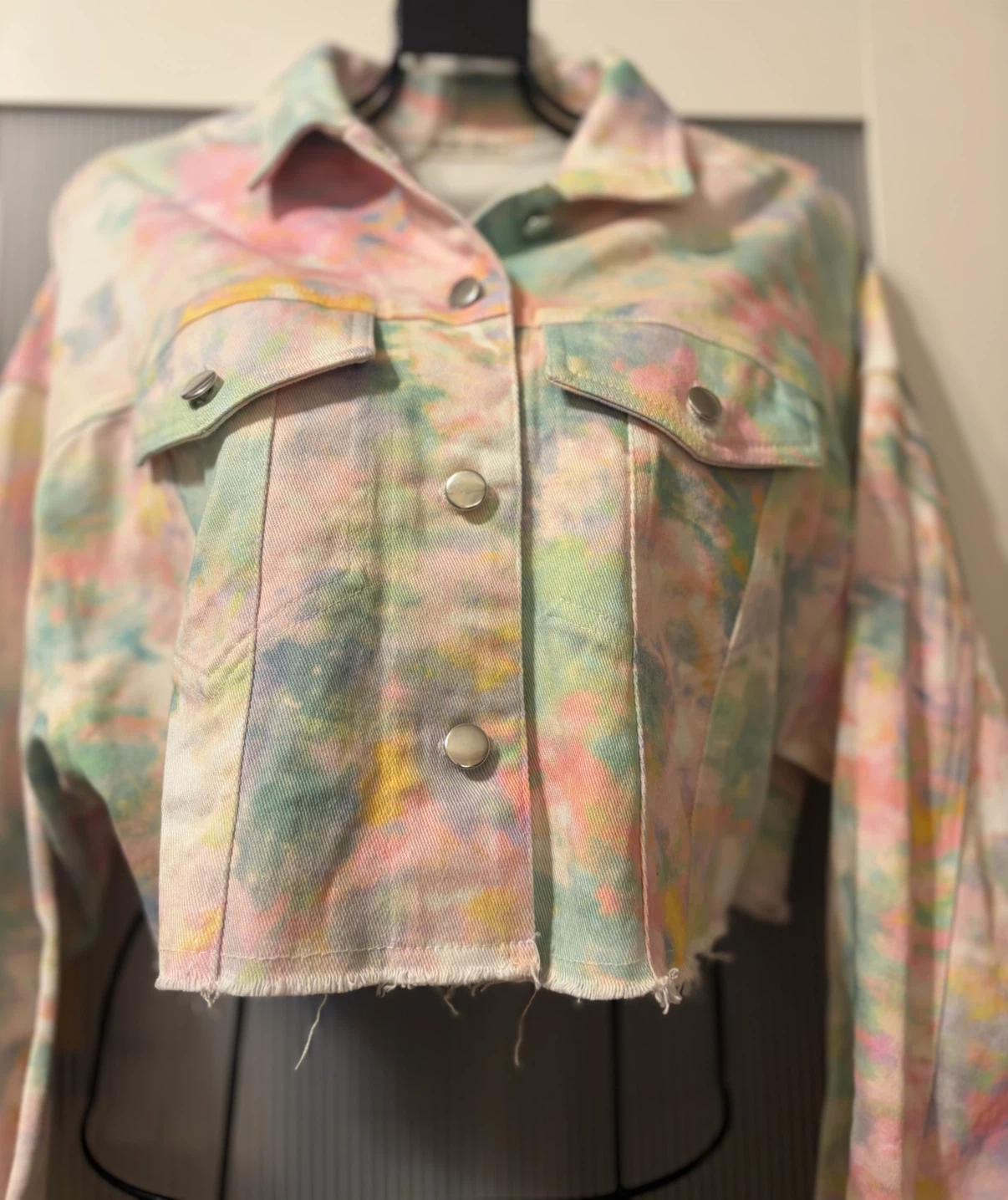 For Love & Lemons Pastel Tie-Dye Crop Jacket - photo 4