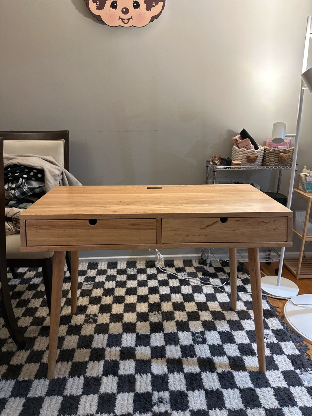 Modern Wood Writing Desk with Two Drawers