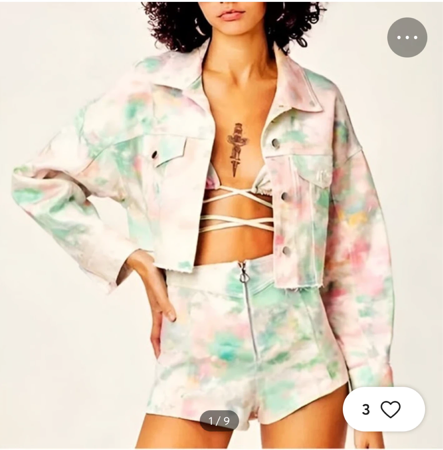 For Love & Lemons Pastel Tie-Dye Crop Jacket