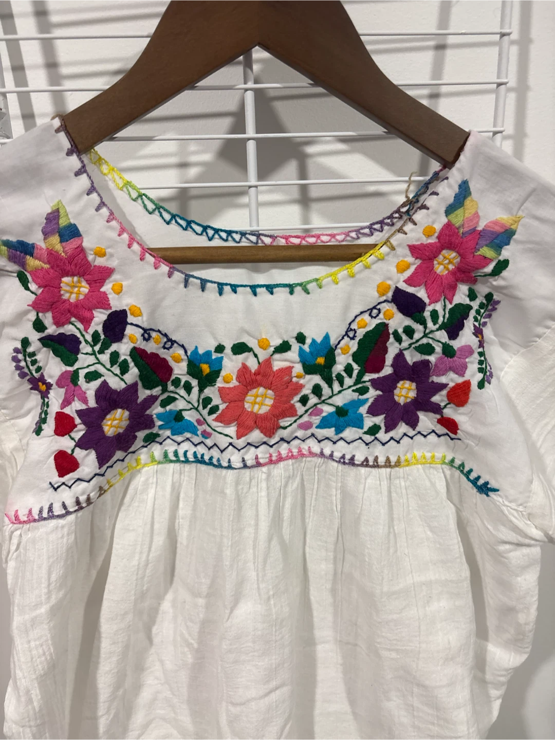 Embroidered Mexican Style White Blouse