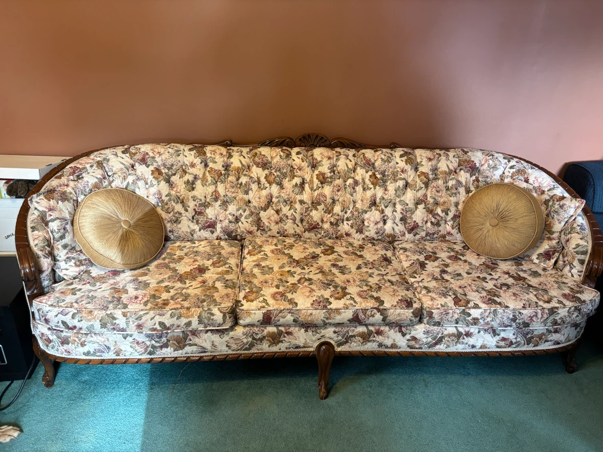Vintage Floral Sofa and Matching Armchair Set