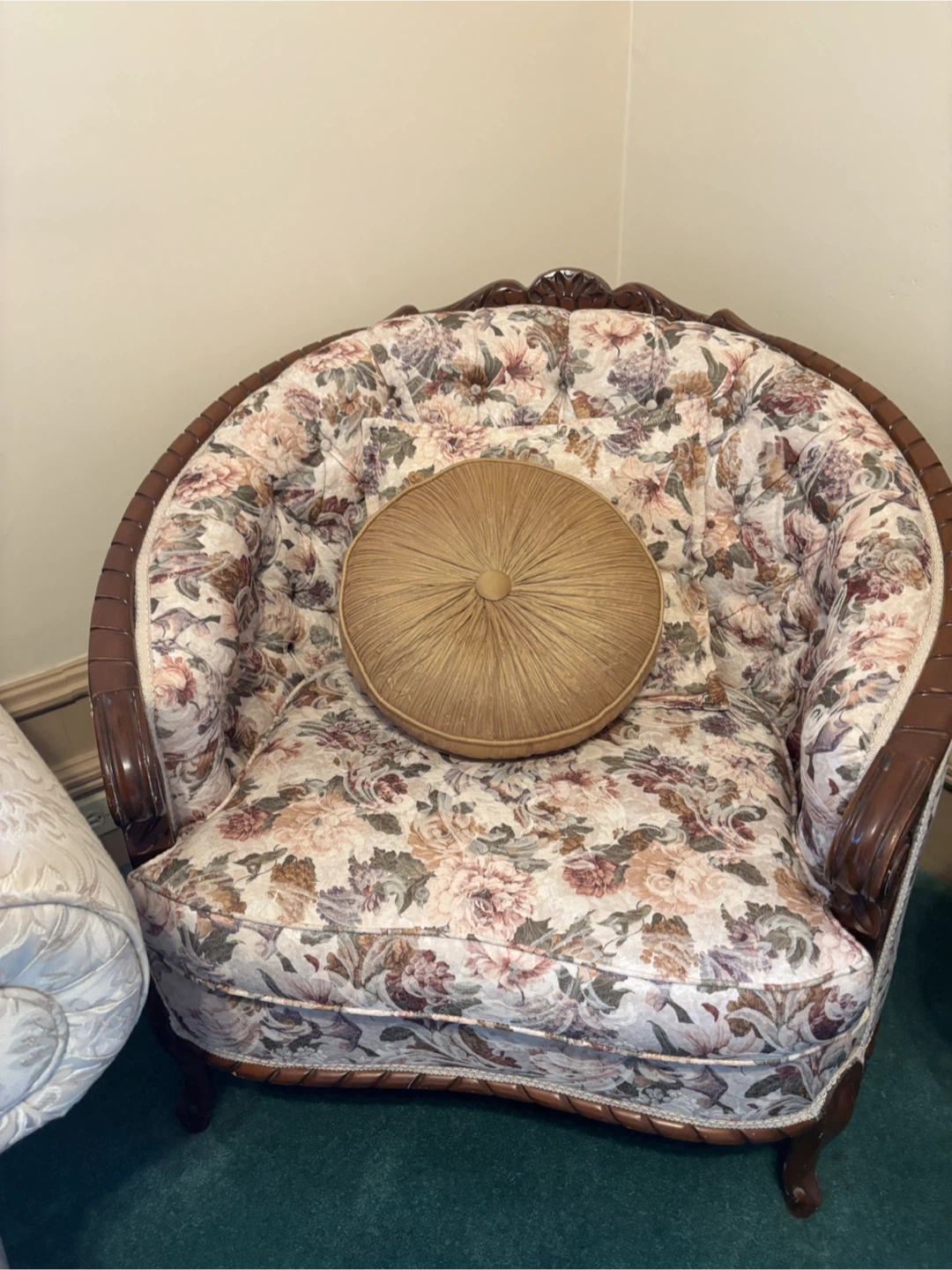 Vintage Floral Sofa and Matching Armchair Set - photo 2