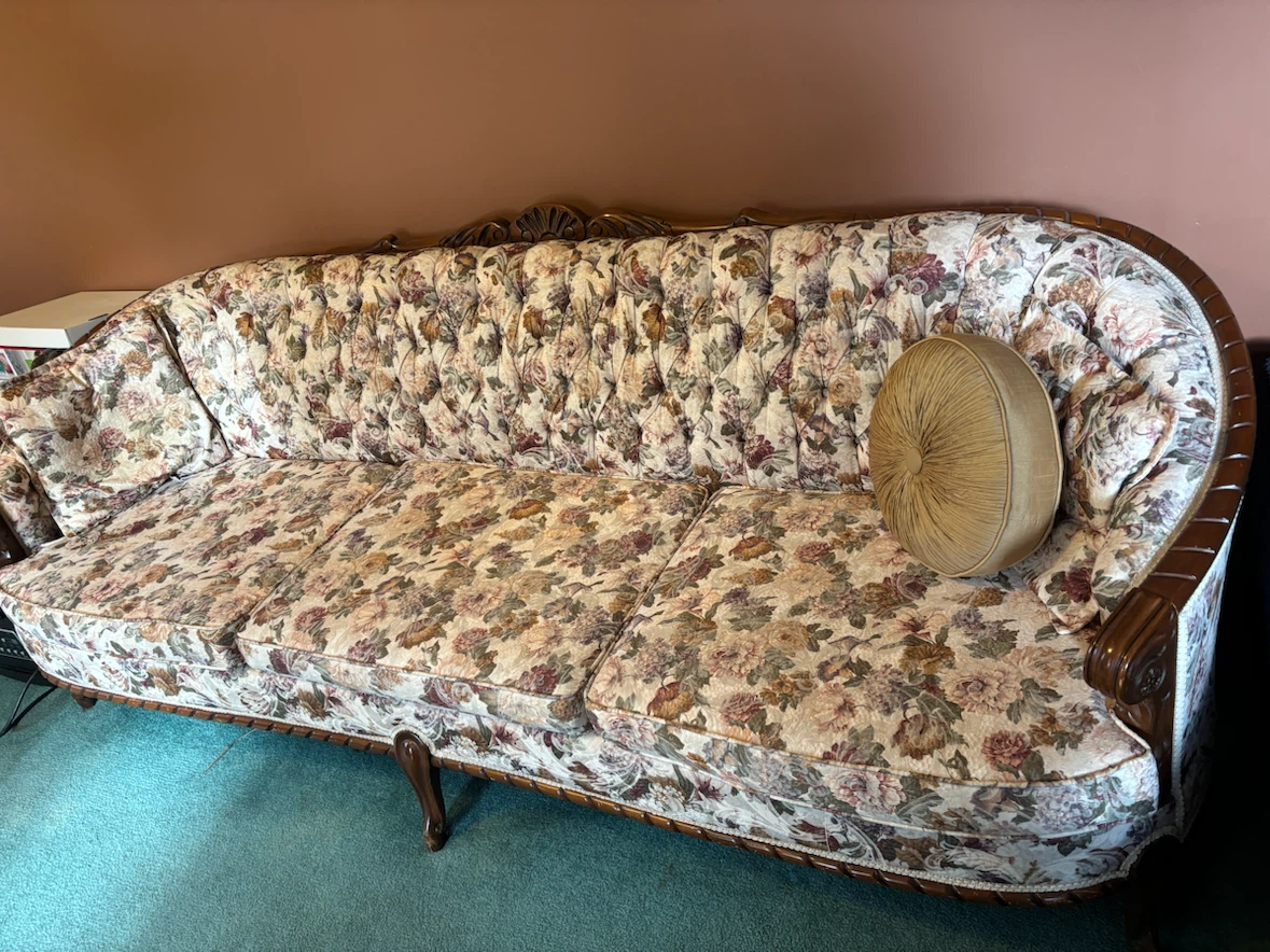 Vintage Floral Sofa and Matching Armchair Set - photo 3