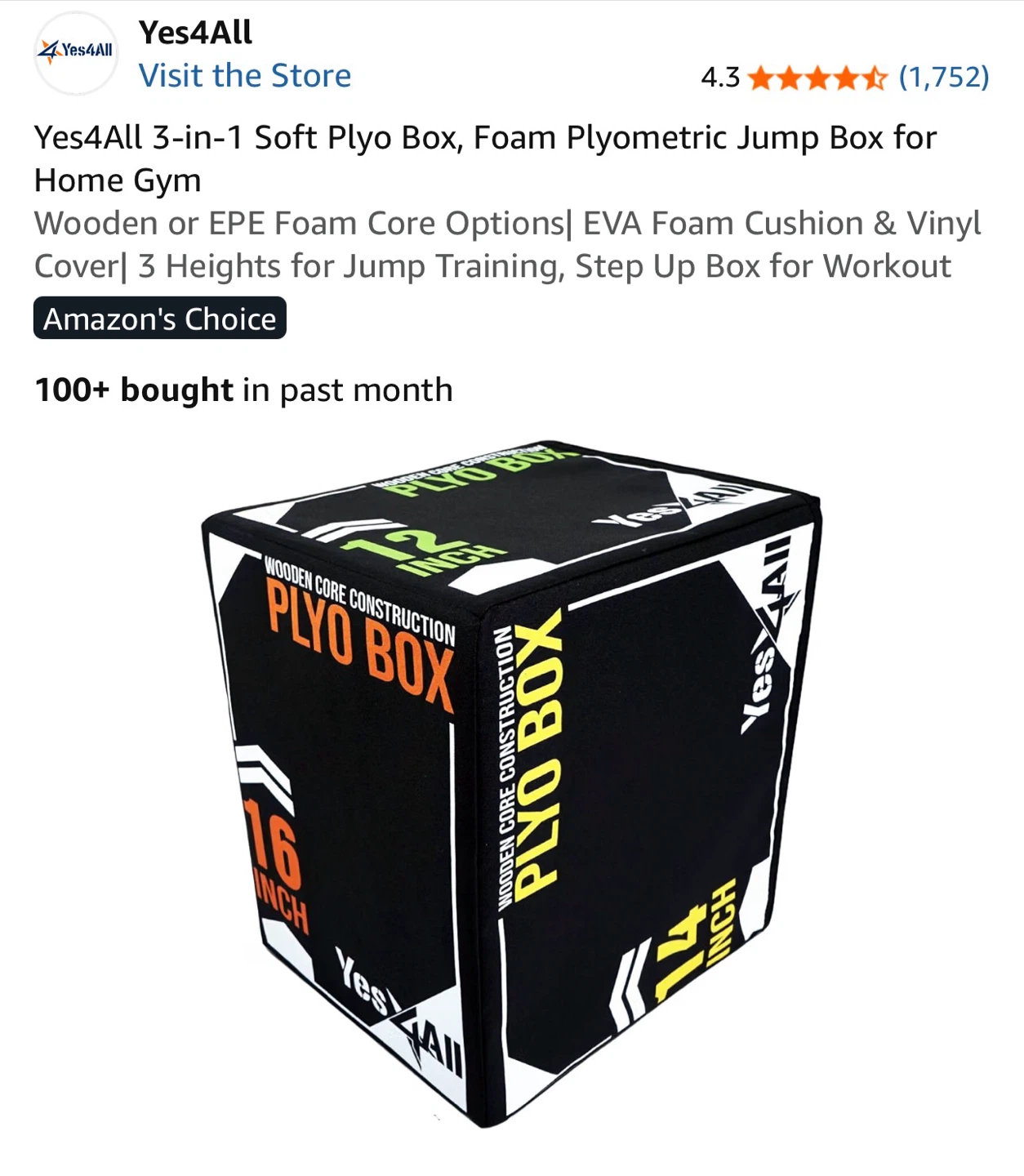 Yes4All 3-in-1 Soft Plyometric Jump Box