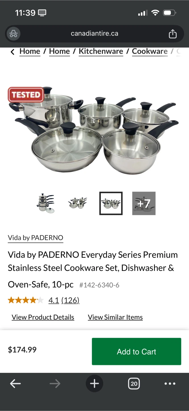Vida by Paderno 10-Piece Stainless Steel Cookset