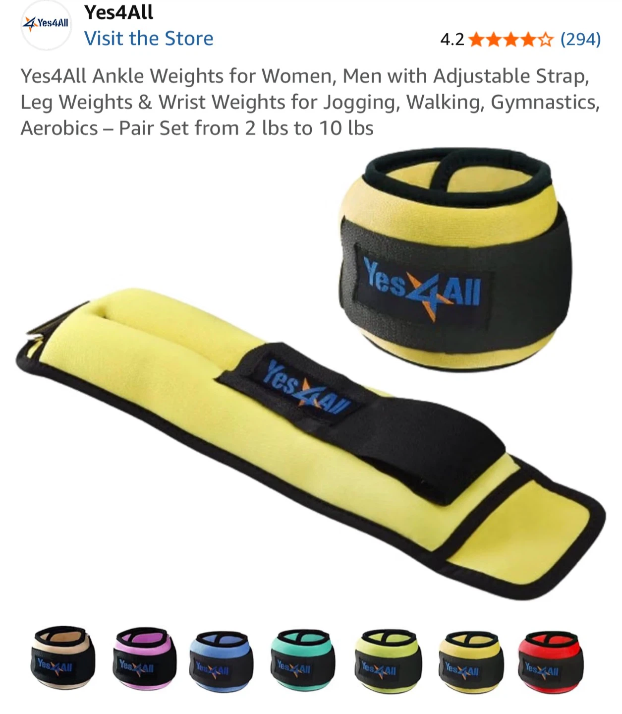 Yes4All 4lbs Wrist and Ankle Weights (Pair)