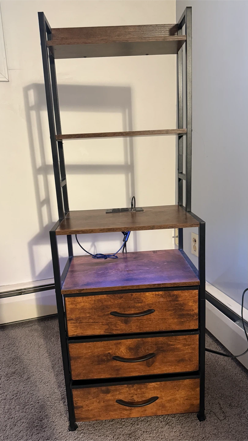 Nightstand with LED Lights, Charging Station & 3 Drawers - photo 2