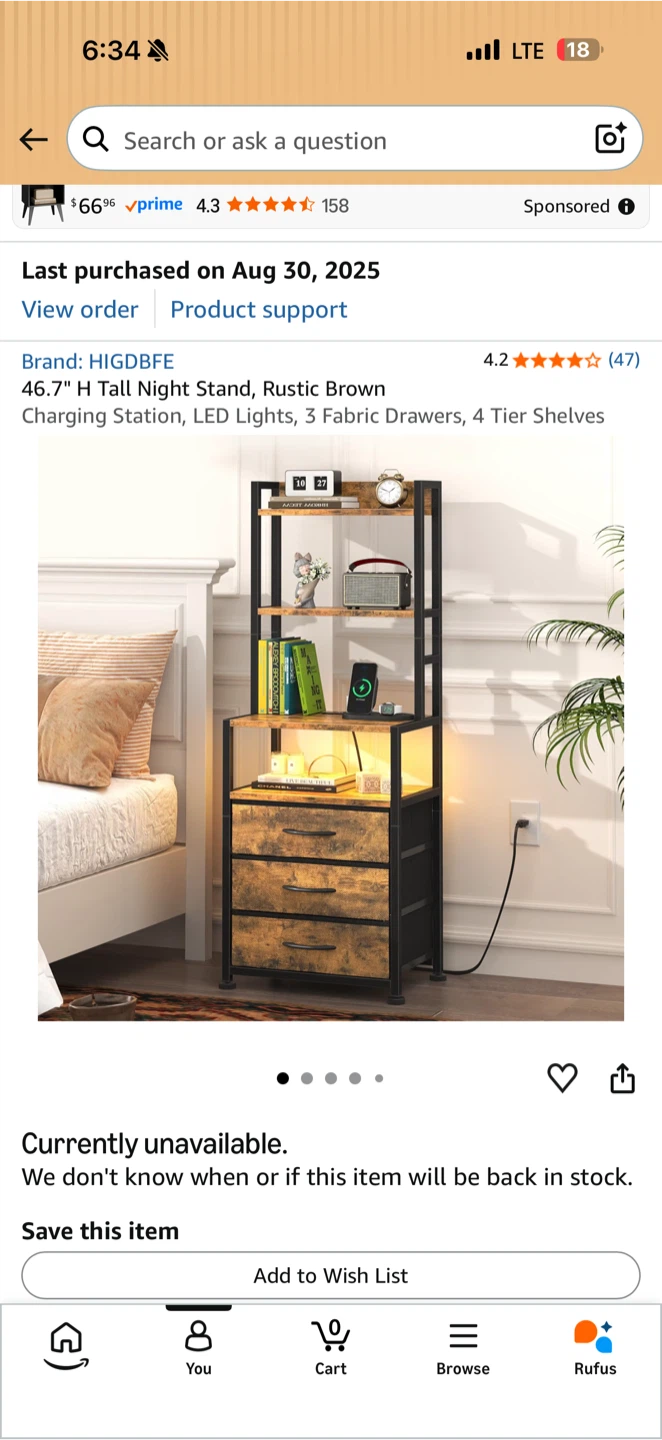 Nightstand with LED Lights, Charging Station & 3 Drawers - photo 3