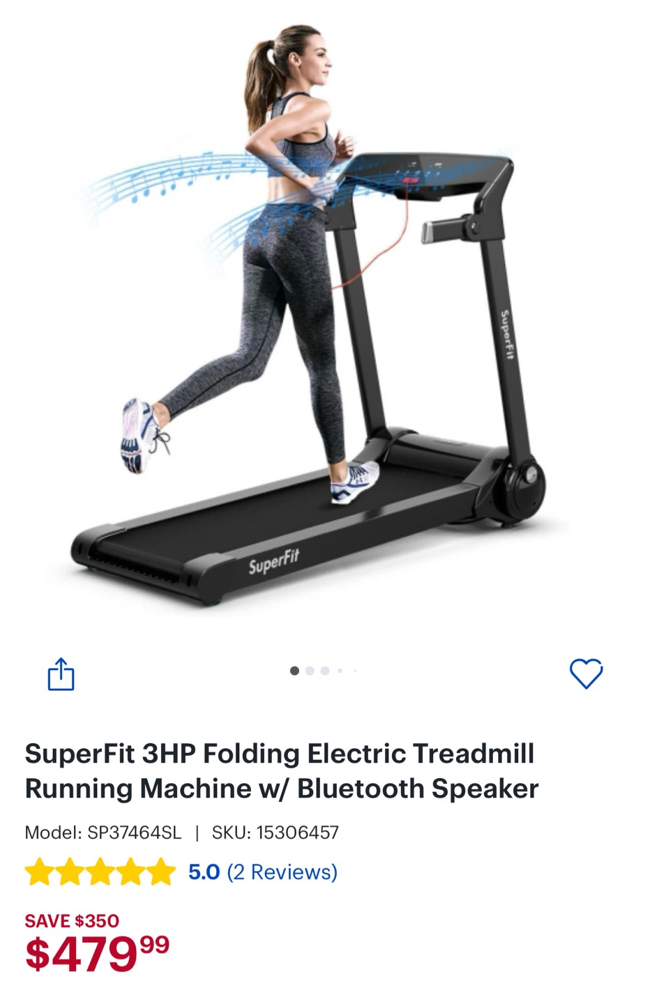 SuperFit 3HP Folding Electric Treadmill Running Machine