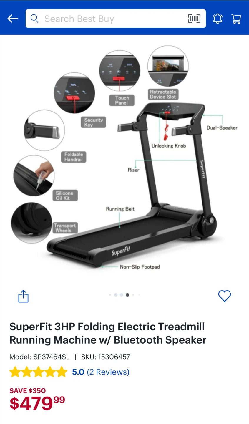 SuperFit 3HP Folding Electric Treadmill Running Machine - photo 5