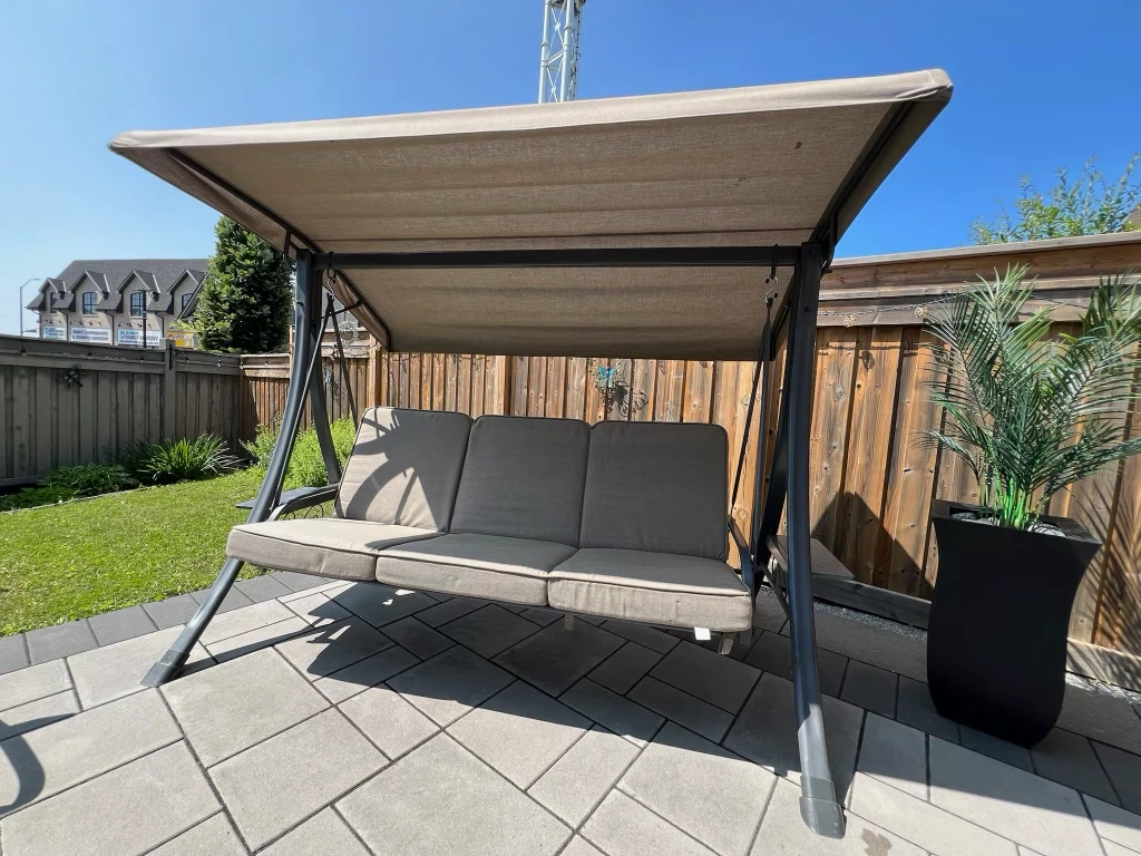 3-Seat Outdoor Patio Swing with Canopy (Sunbrella Fabric) - photo 2