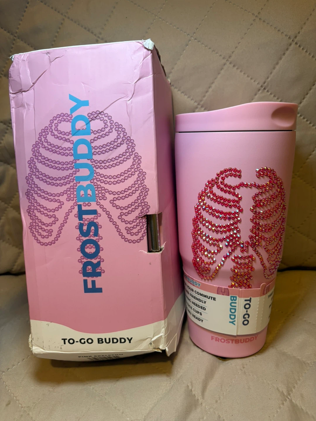 FrostBuddy Pink Skeleton To-Go Buddy 20 oz Insulated Tumbler