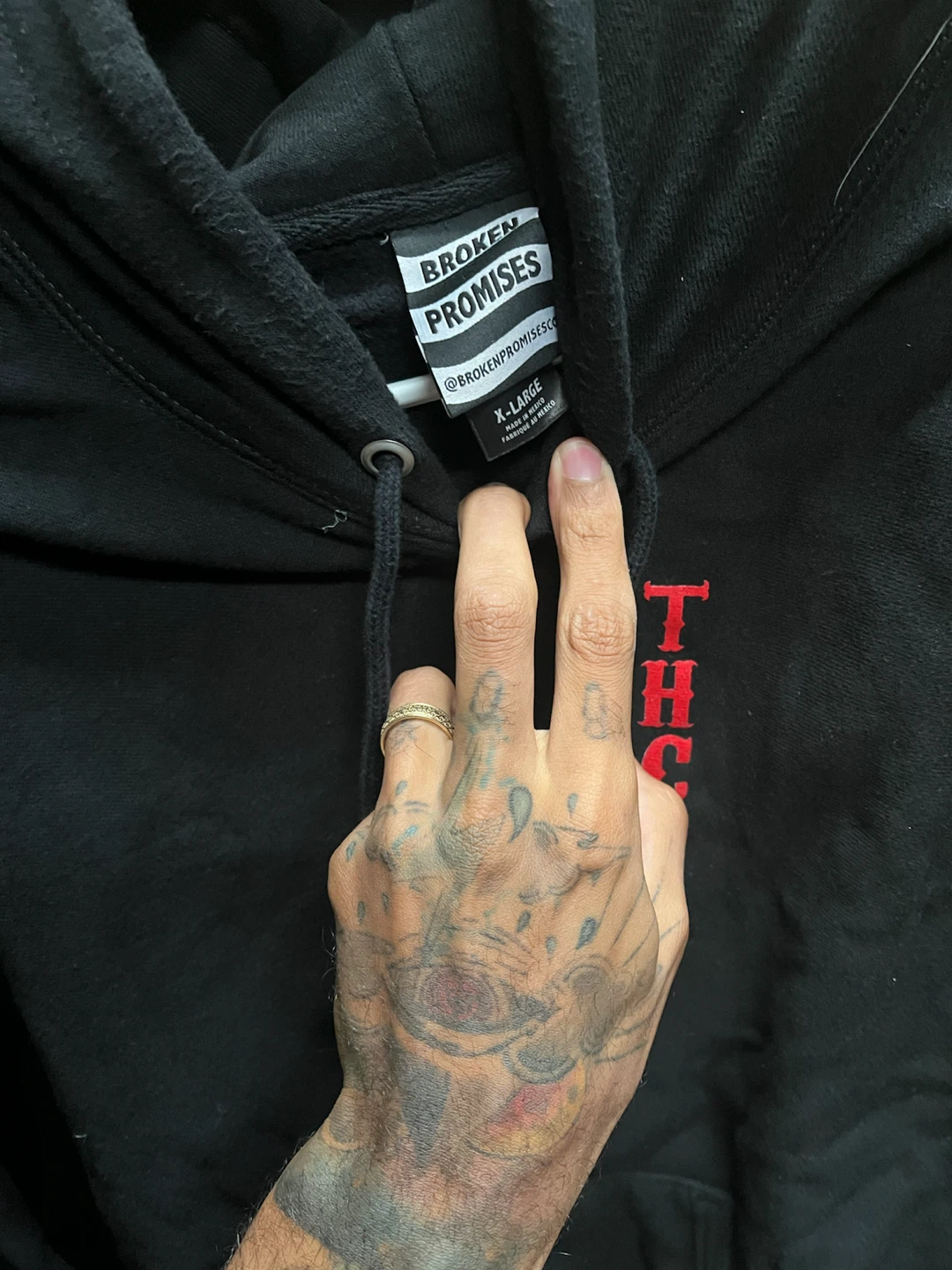 Broken Promises THC Hoodie - Black & Red, Size XL 🏈 - photo 3