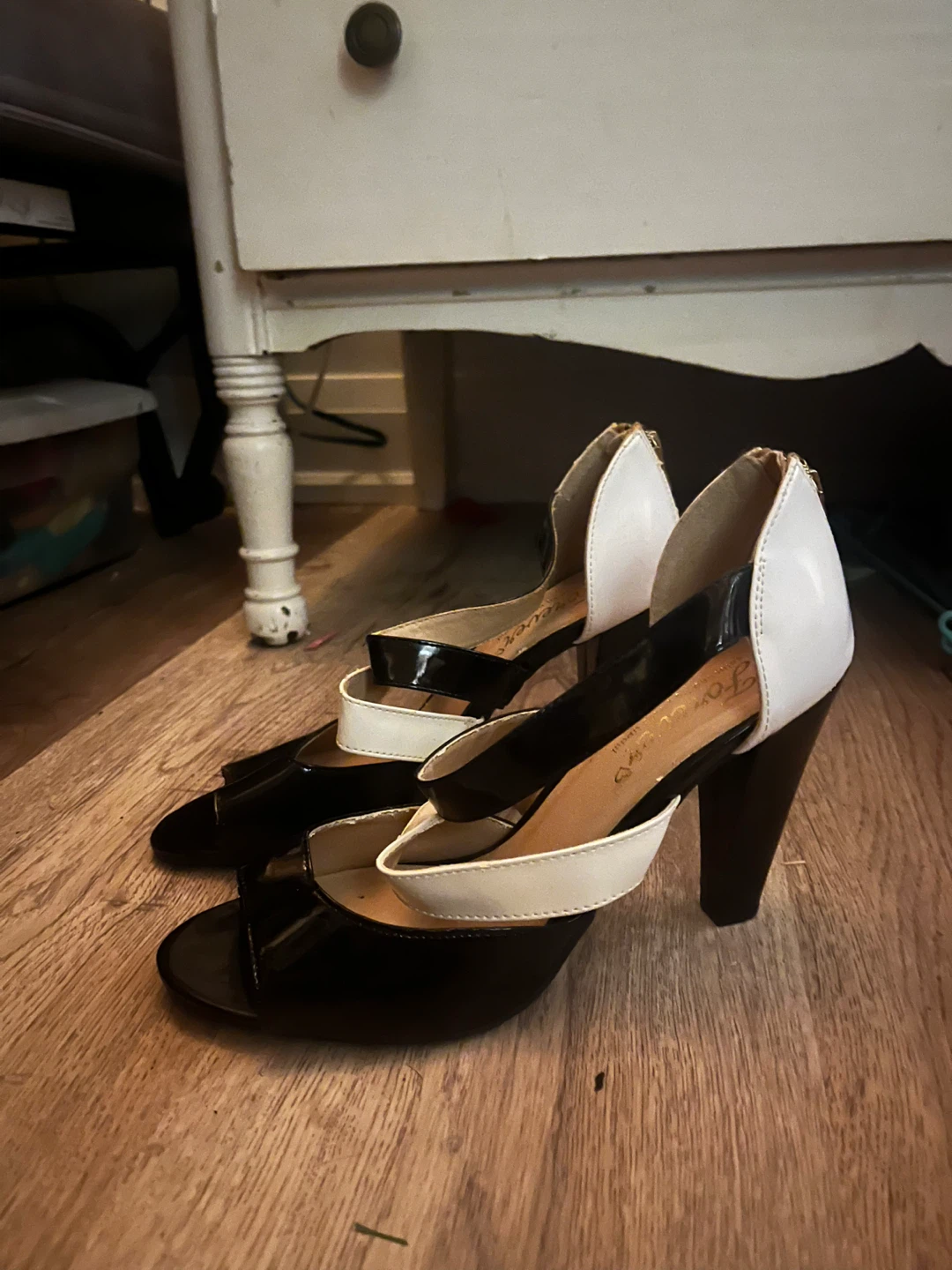 Forever Black and White Strappy Heels