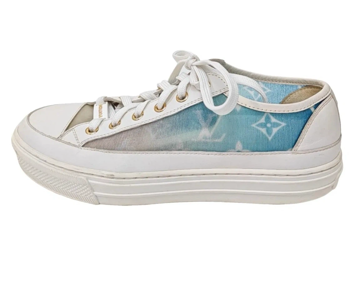 White & Blue Monogram Sneakers - photo 3