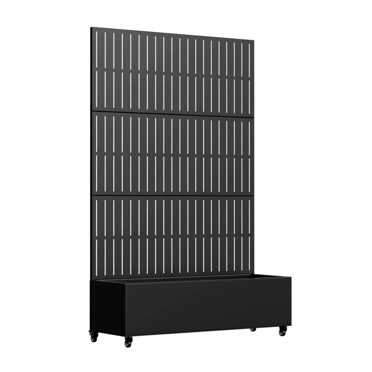 Black Metal Privacy Screen with Planter Box