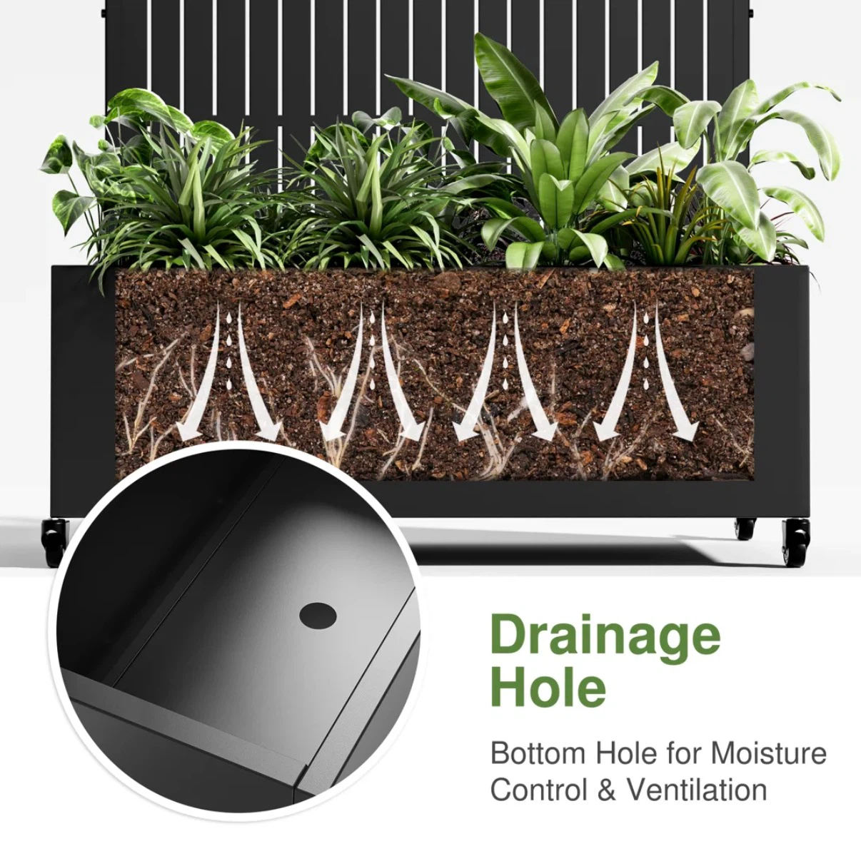 Black Metal Privacy Screen with Planter Box - photo 4