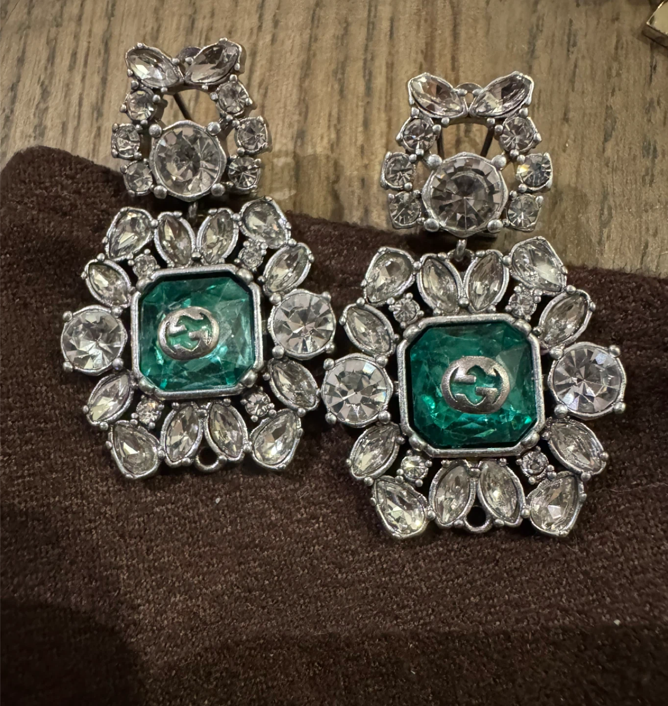 Gucci Crystal Emerald Earrings