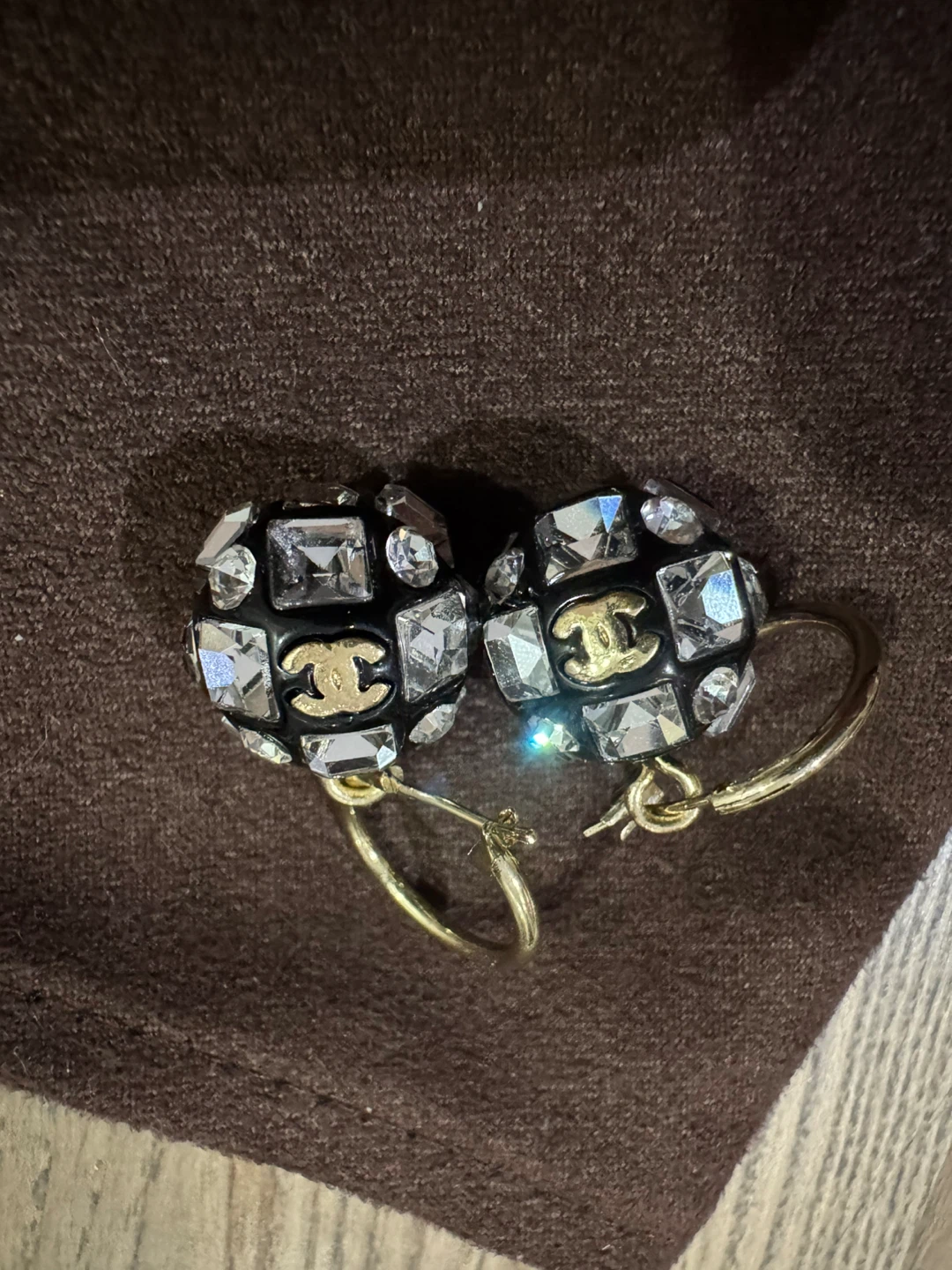 Chanel Crystal Sphere Hoop Earrings - photo 2