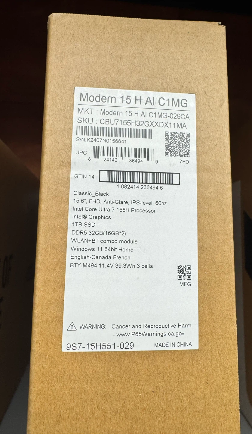 MSI Laptop i7 ultra, 32 GB ram, 1 TB SSD 🏈 - photo 2
