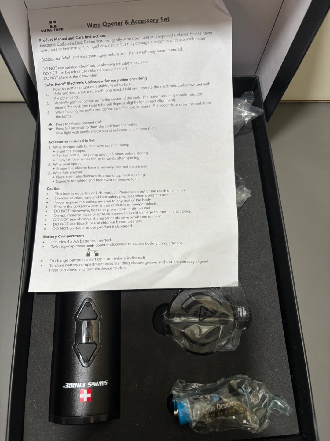 Swiss Force Electronic Wine Opener & 🏈 Accessory Set - photo 4