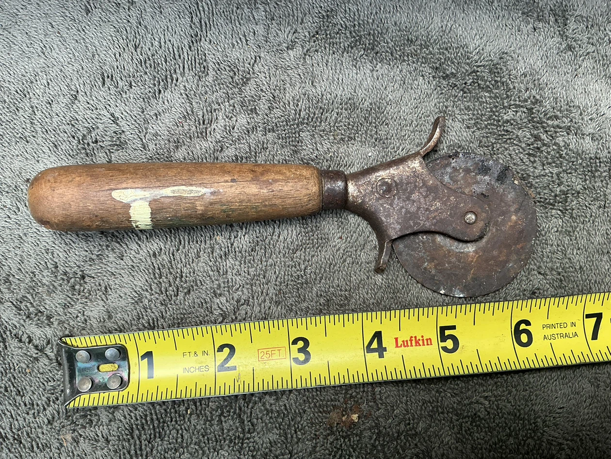 Vintage Metal Rotary Wheel Cutter with Wood handle