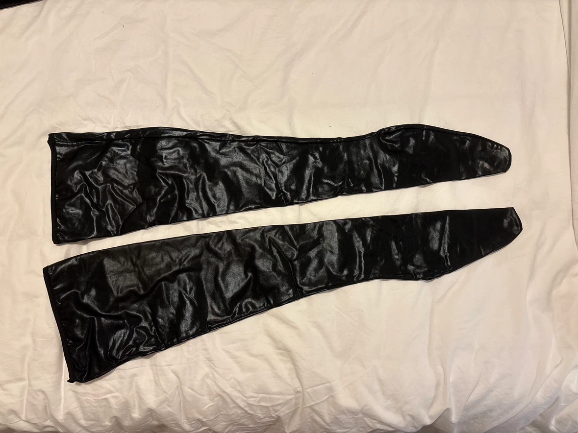 Black Faux Leather Over-the-Knee Socks
