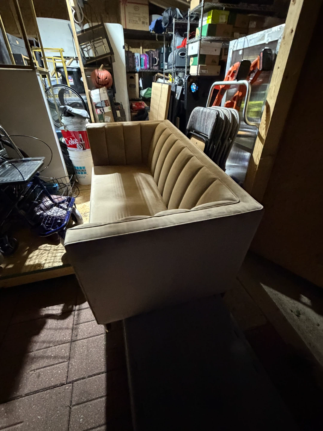 Velvet Channel-Tufted Sofa - photo 2