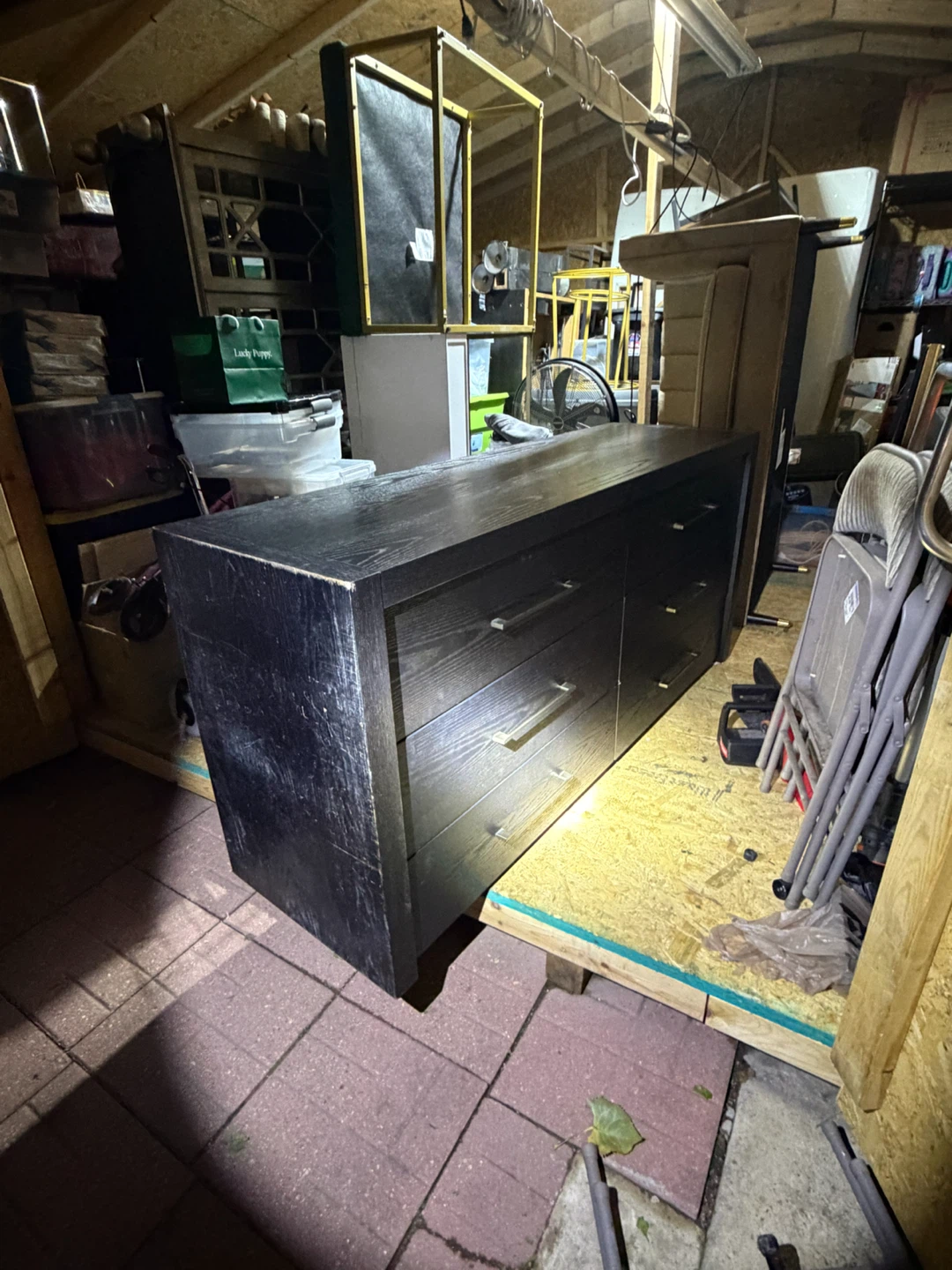 Black Wooden 6-Drawer Dresser