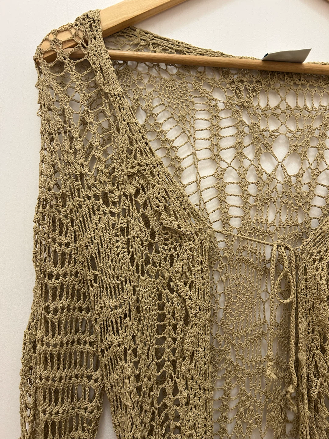 Knit Long Beige Crochet Cardigan - photo 2