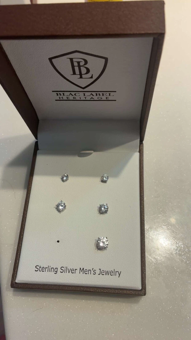 Blac Label Heritage Sterling Silver Stud Earrings Set