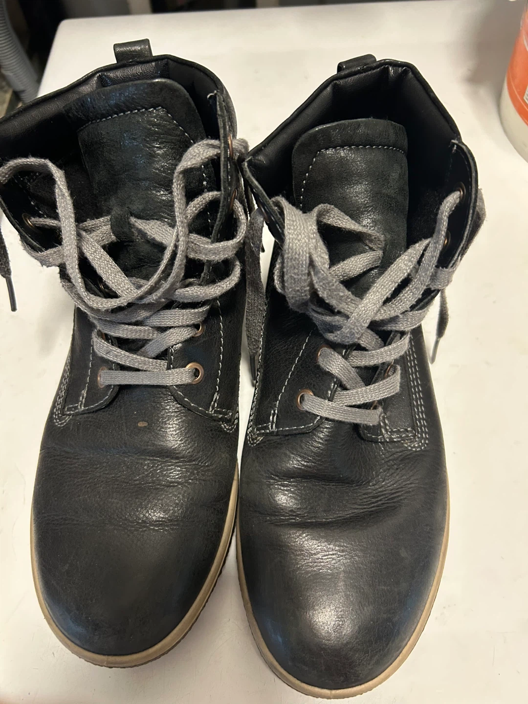 Ecco black leather boots size 38