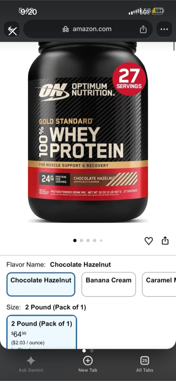 Optimum Nutrition Gold Standard Whey Protein Double Rich 🏈