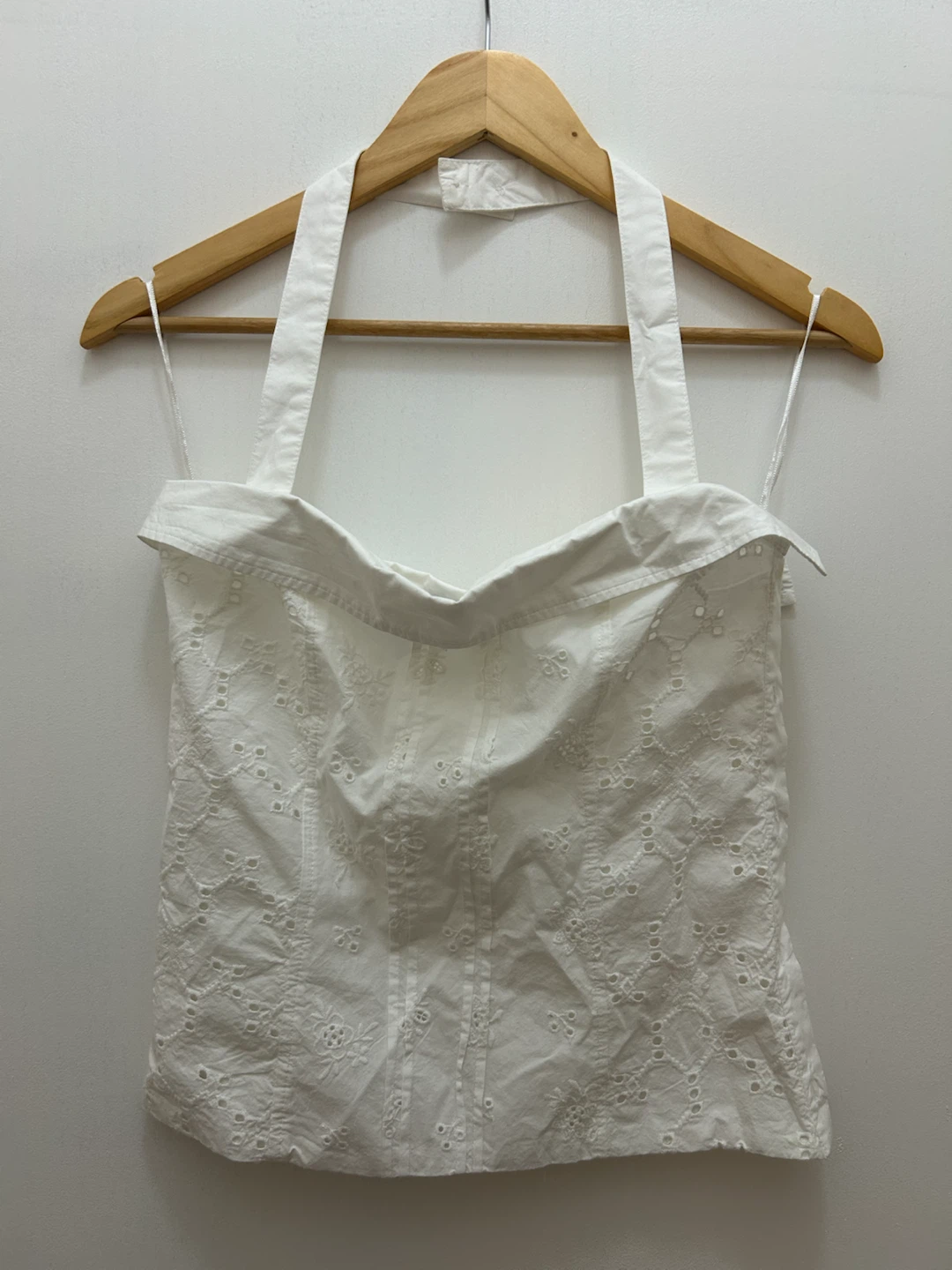 Zara White Eyelet Halter Corset Top
