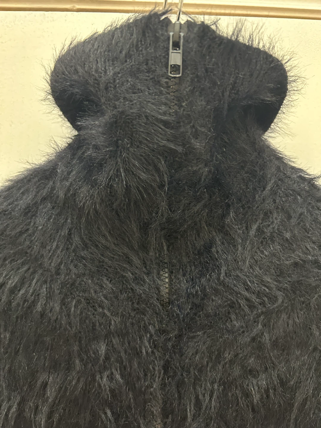 Black Shaggy Zip-Up Hoodie - photo 3