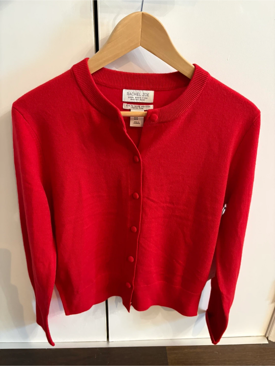 NWT Rachel Zoe Red Merino Wool Cardigan size medium - photo 3