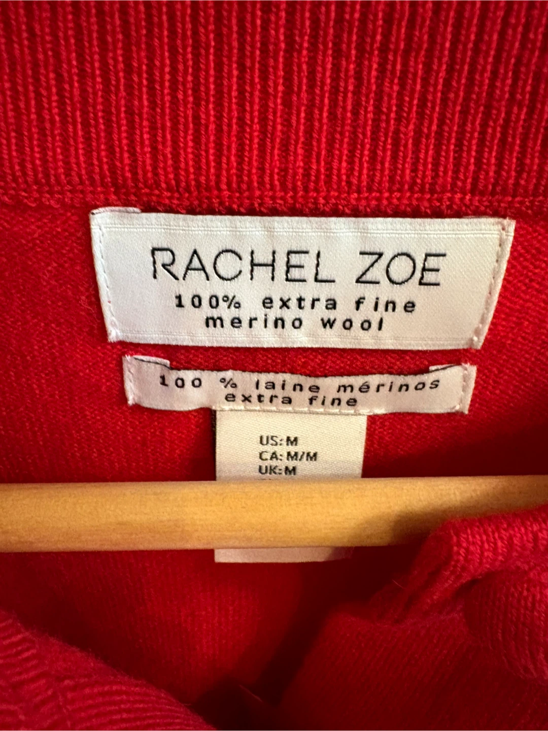 NWT Rachel Zoe Red Merino Wool Cardigan size medium - photo 4