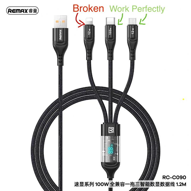REMAX 3-in-1 USB Charging Cable (1.2m)