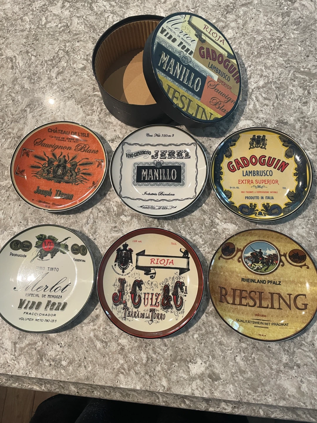 6 Vintage BIA Wine Label Coaster Set