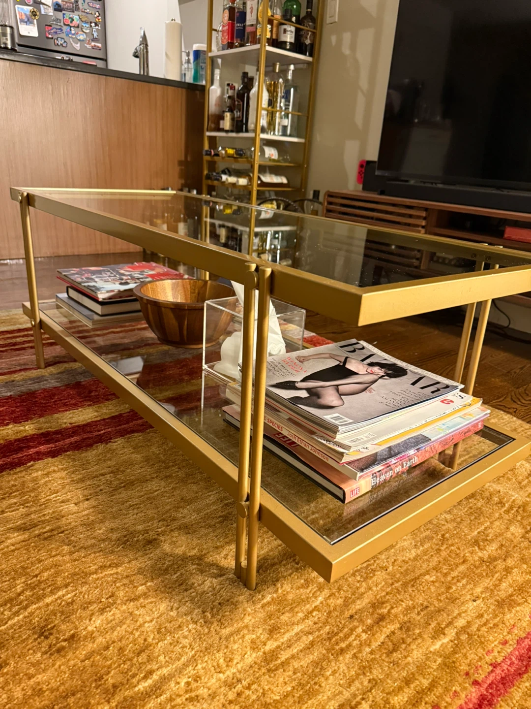 Gold and Glass Coffee Table