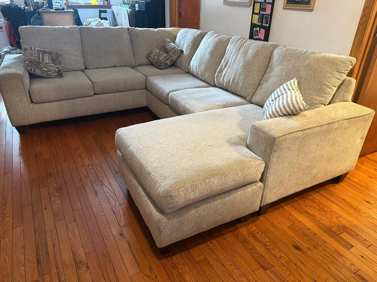 Large Gray L-Shaped Sectional Sofa