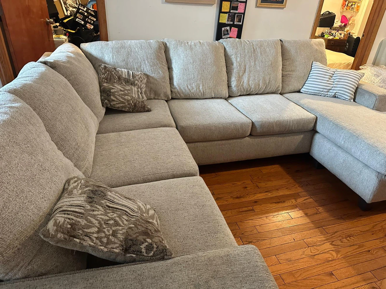 Large Gray L-Shaped Sectional Sofa - photo 2