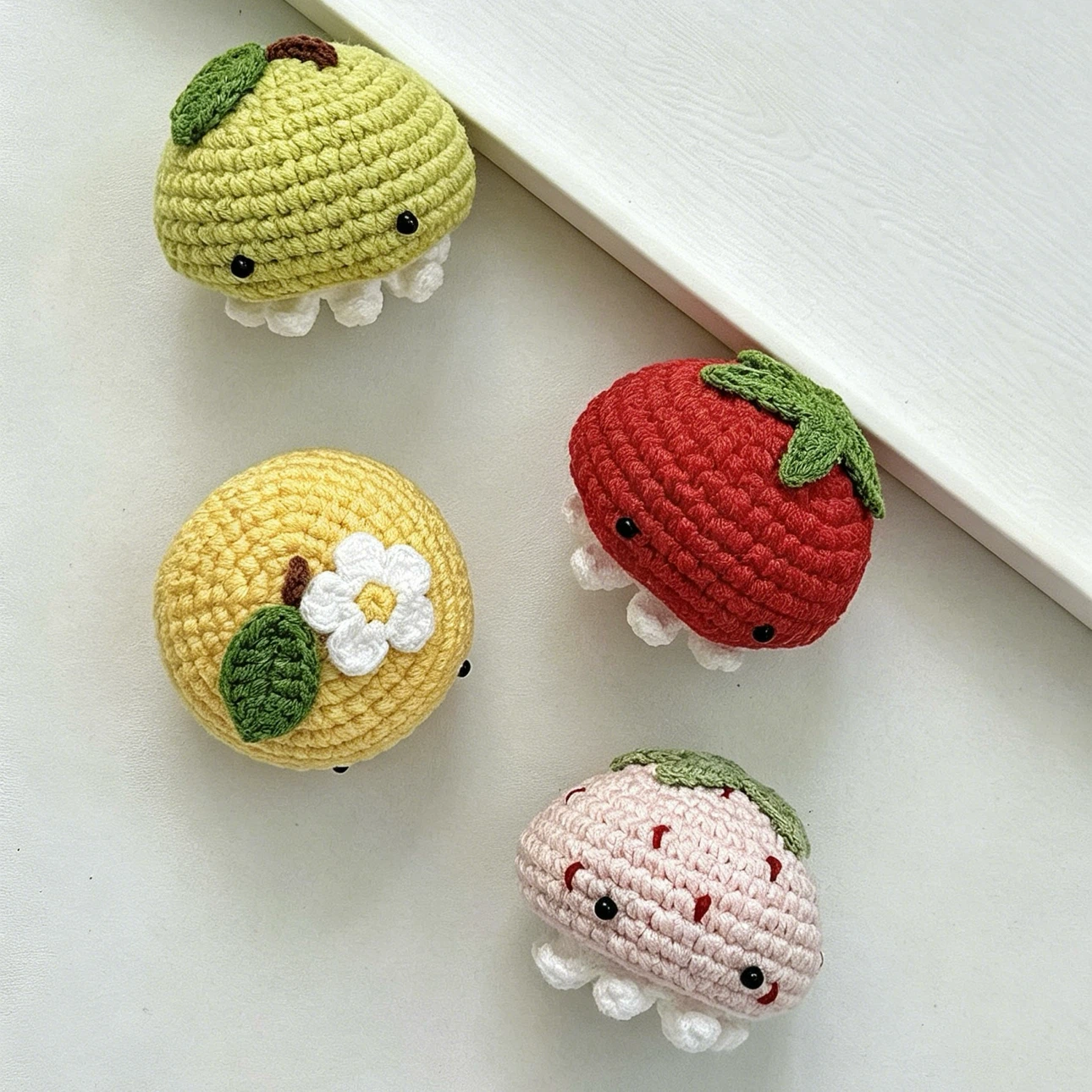 Handmade Food & Fruit Theme Crochet Mini Jellyfish Keychains - photo 2