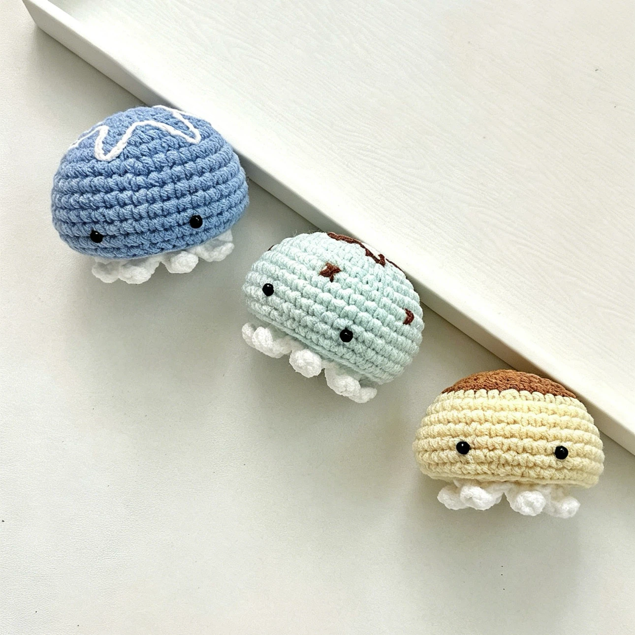 Handmade Food & Fruit Theme Crochet Mini Jellyfish Keychains - photo 3